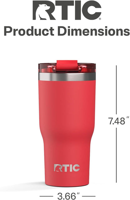 RTIC 20oz Essential Tumbler with Lid, Ceramic Lined, Insulated, Stainless Steel, Metal, Double Wall Vacuum-Insulation, Travel Cup for Iced Coffee, Tea, Hot and Cold Drink, Graphite