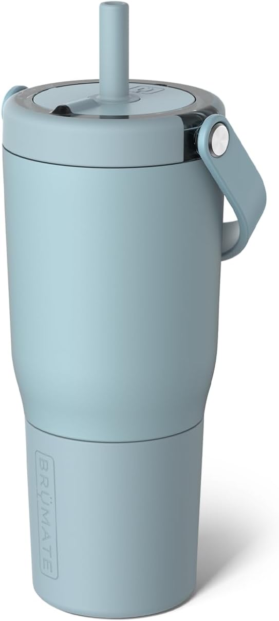 BrüMate Resa 35oz 100% Leakproof Tumbler w/Handle & Straw | Flexible SoftSip Straw | Silicone Sleeve for Durability | Stainless Steel | Cup Holder & Travel Friendly Water Bottle (Java)