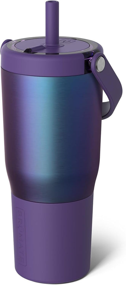 BrüMate Resa 35oz 100% Leakproof Tumbler w/Handle & Straw | Flexible SoftSip Straw | Silicone Sleeve for Durability | Stainless Steel | Cup Holder & Travel Friendly Water Bottle (Java)