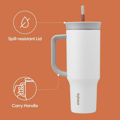 Owala Stainless Steel Triple Layer Insulated Travel Tumbler with Spill Resistant Lid and Straw, BPA Free, 24 oz, Grey/Blue (The Great Blue)