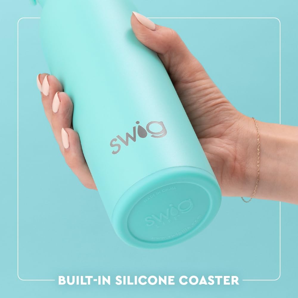 Swig Life 36oz Insulated Water Bottle, Travel Water Bottle with Straw and Lid, Cup Holder Friendly, Stainless Steel (Pickleball)