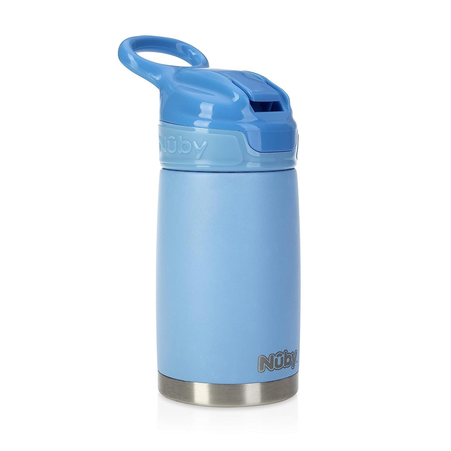 Nuby Thirsty Kids No Spill Flip-It Reflex Stainless Steel Travel Cup or Water Bottle - 10 Oz - 18+ Months - Blue - Back to School Essentials