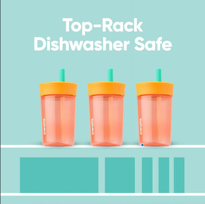 Owala Kids BPA-Free Plastic Tumbler with Spill Resistant Flexible Straw, Easy to Clean, Kids Water Bottle, Great for Travel, Dishwasher Safe, 15 Oz, Skate Park