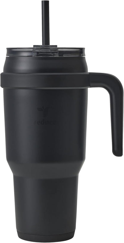 REDUCE 24 oz Stainless Steel Tumbler with Handle - Dual-Wall Vacuum Insulated Travel Mug, Sweat-Proof Lid & Reusable Straw - Keeps Drinks Cold for 24 Hrs, Fits Cupholders, Dishwasher Safe - Lilac Bud