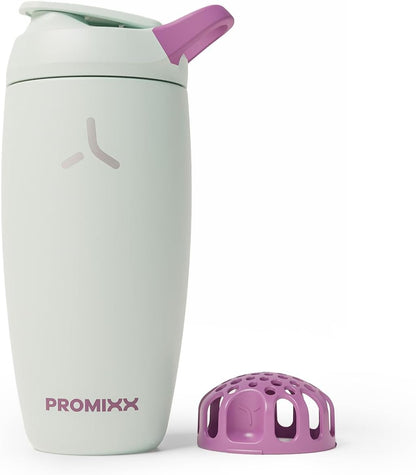 Promixx Pursuit Insulated Shaker Bottle – 18oz Double-Wall Stainless Steel Protein Mixer with Snap-Fit Agitator for Smooth Ice-Cold Shakes – Leak-Proof Gym Shaker Cup for Fitness – Midnight Blue