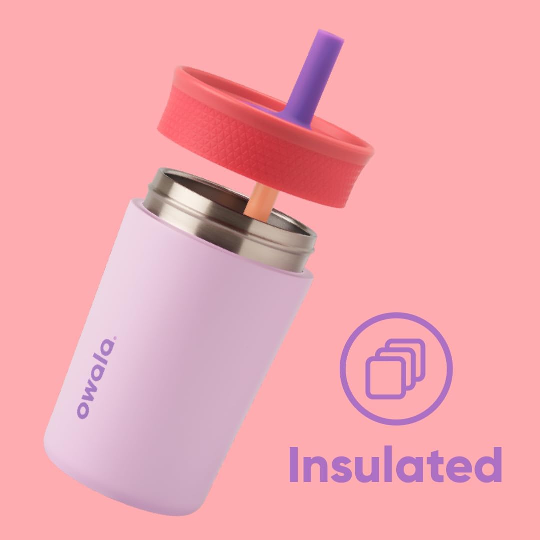 Owala Kids BPA-Free Plastic Tumbler with Spill Resistant Flexible Straw, Easy to Clean, Kids Water Bottle, Great for Travel, Dishwasher Safe, 15 Oz, Skate Park