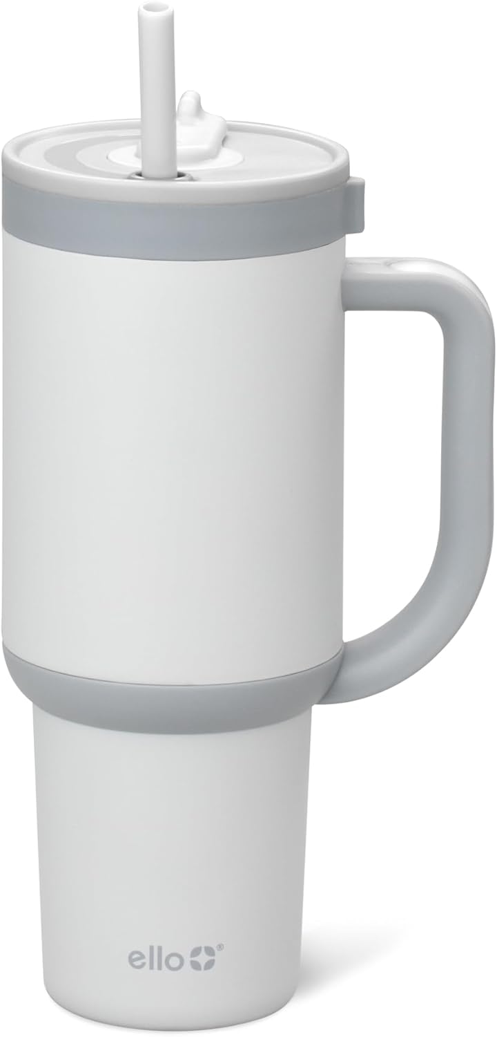 Ello Oasis 40 oz Tumbler with Handle & Retracting Straw | Reusable Insulated Stainless Steel Cup 100% Leakproof, Gifts for Teens Women Men | Keeps cold for 24 Hours, Cup Holder Friendly, Daisies