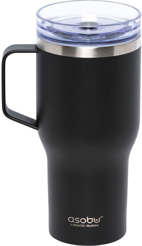 asobu Ultimate Ceramic Travel Mug, 12oz Insulated Stainless Steel Coffee Cup with Handle & Splash-Resistant Lid, Ceramic Lined for Pure Taste, BPA-Free, Double-Wall Vacuum for Hot Drinks