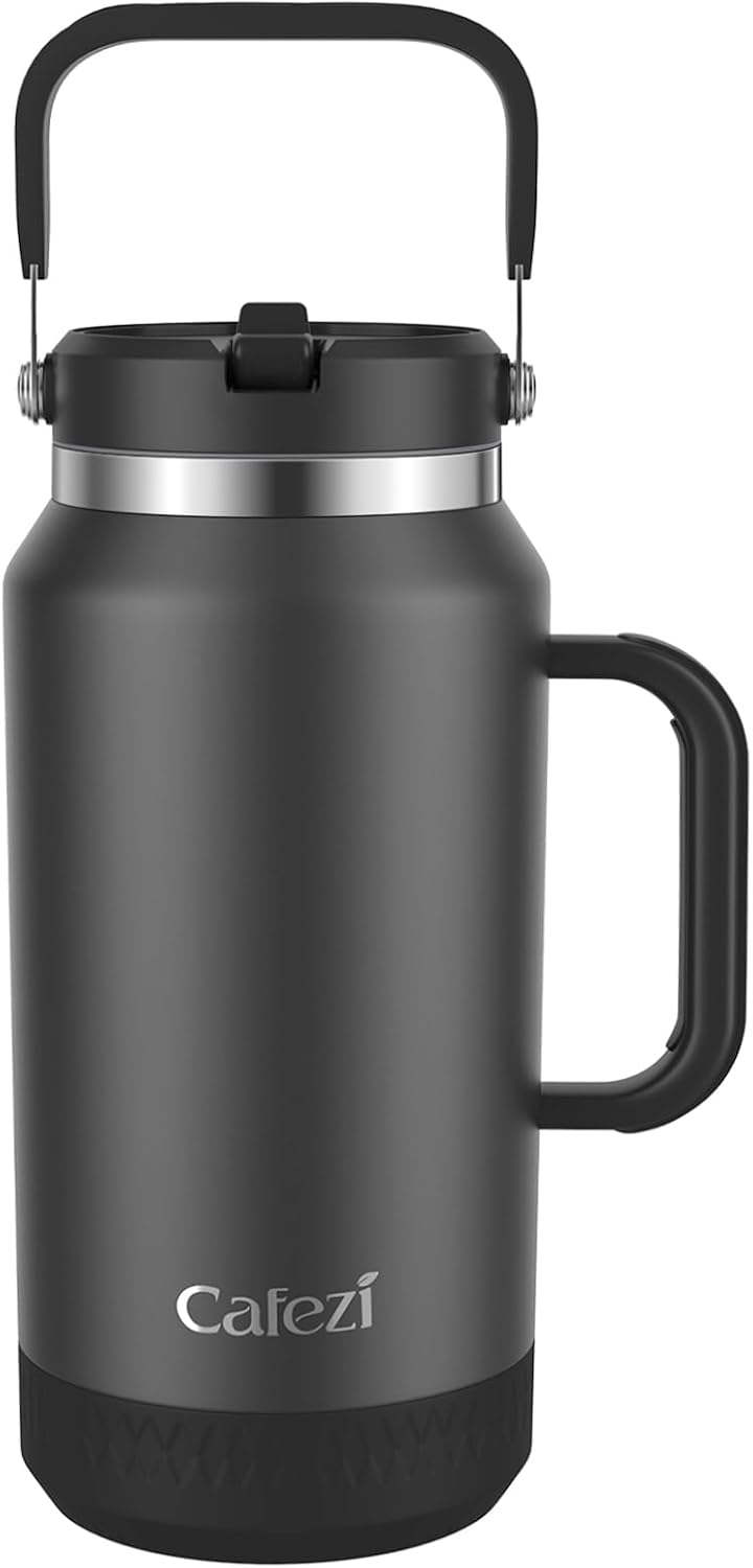 40 oz Insulated Tumbler with Top Handle and Flip Straw, Vacuum Insulated Stainless Steel Cup with Leak-Proof Lid, Sweat-Free, Fits Cup Holder, Keeps Ice Cold up to 30 Hours