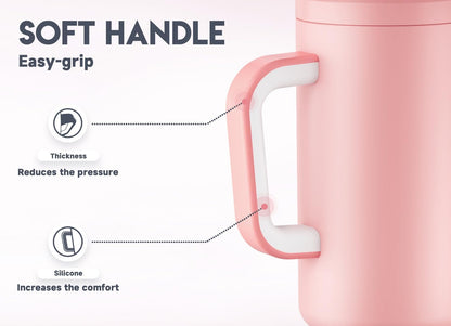 Meoky 40 oz Tumbler with Handle and Straw: Stainless Steel Insulated Tumbler with Lid and Straw - 100% Leak Proof Tumbler for Car Cup Holders - Travelers Commuters Workers, Donut