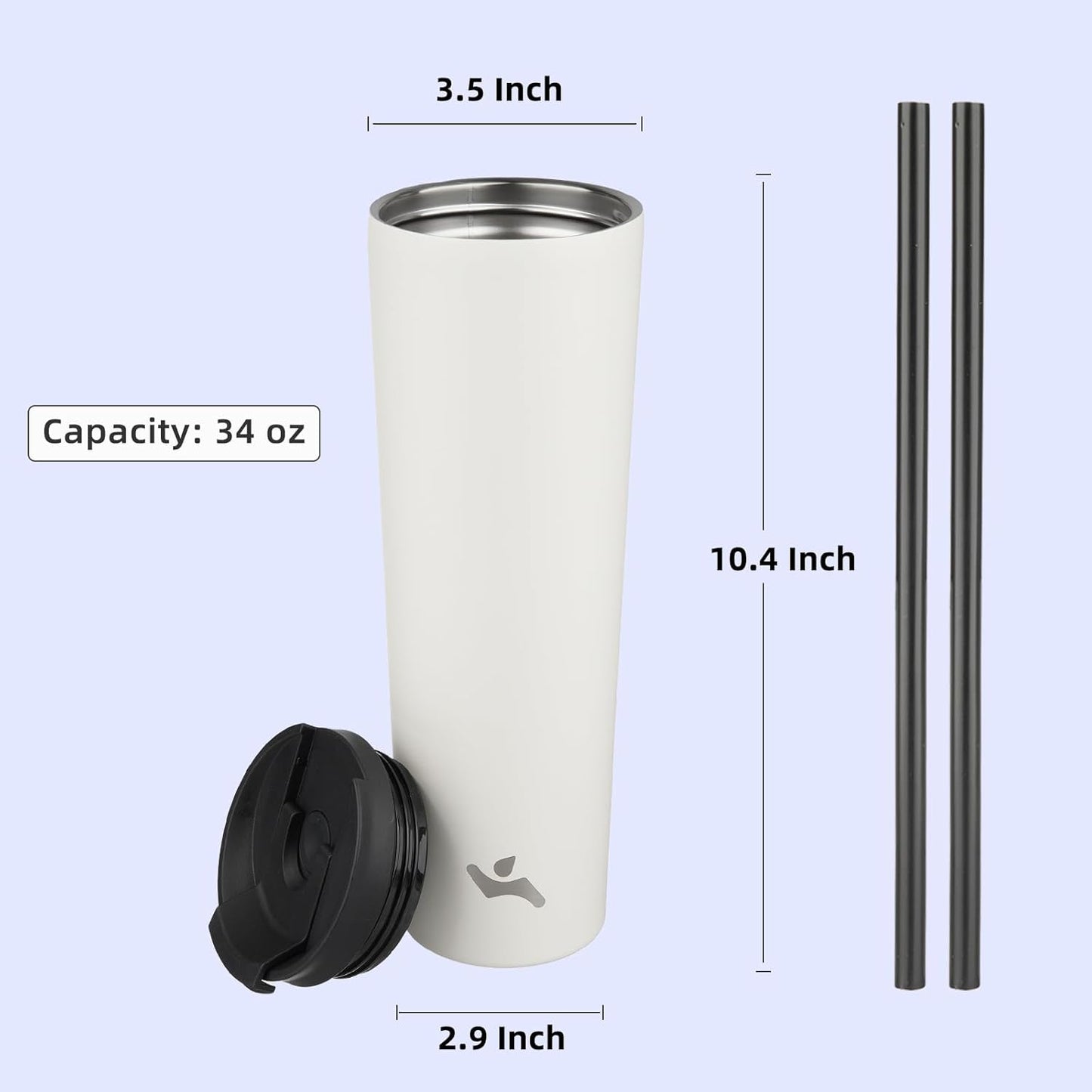 Konokyo 30 OZ Insulated Tumbler with Lid and 2 Straws Stainless Steel Water Bottle Vacuum Travel Mug Coffee Cup,Pastel Sunset
