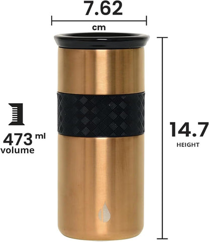 Elemental Artisan Insulated Tumbler, Triple Wall Coffee Travel Mug, Reusable Stainless Steel Coffee Tumbler with Ceramic Lid, Thermal Coffee Cups for Hot (6 Hrs) & Cold (18 Hrs), 16oz - Forest Green