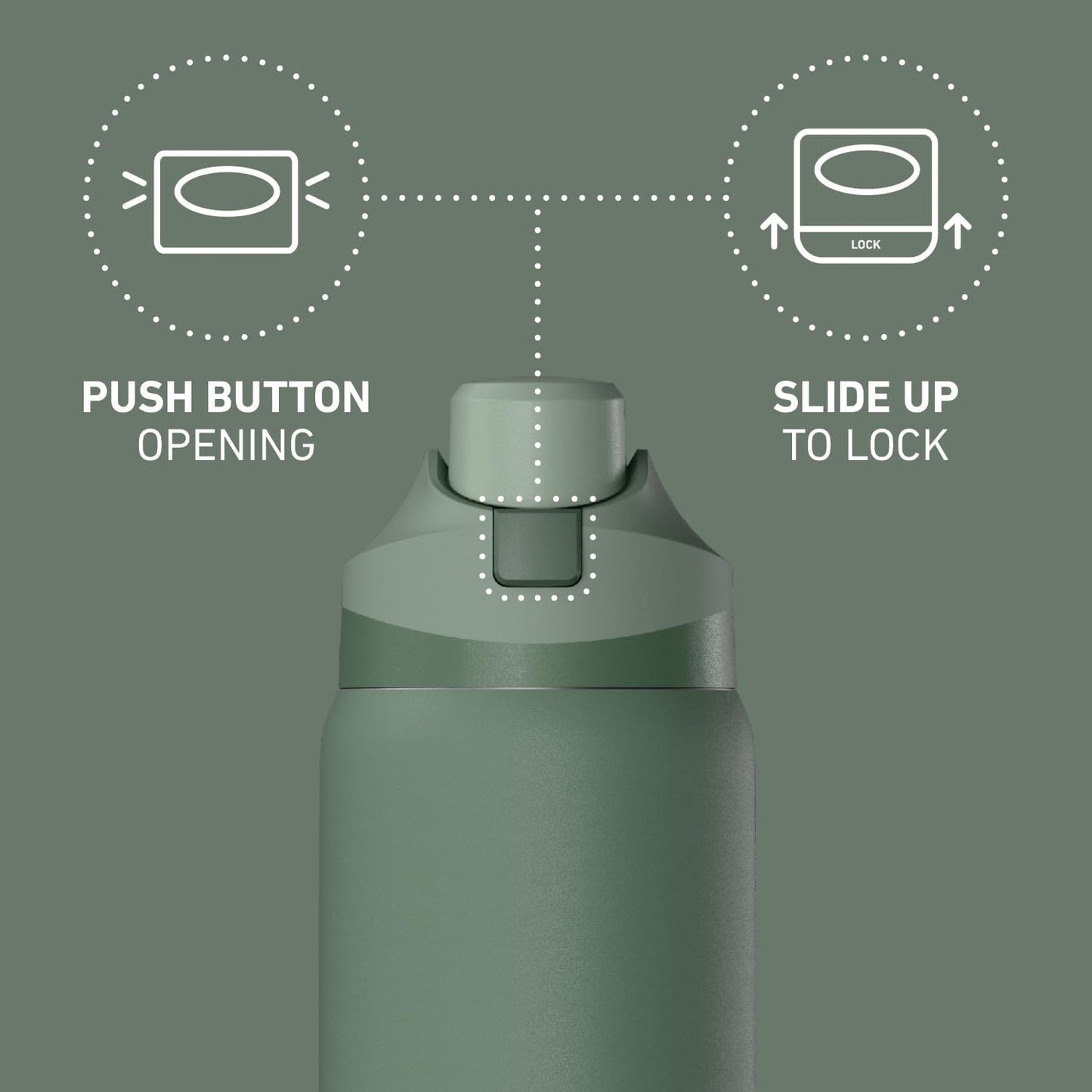 Hydrapeak Oasis 32oz Insulated Water Bottle with Locking Chug Lid & Handle, Leakproof Stainless Steel Travel Tumbler, Great for Gym, Work & Everyday Hydration, Stone 1