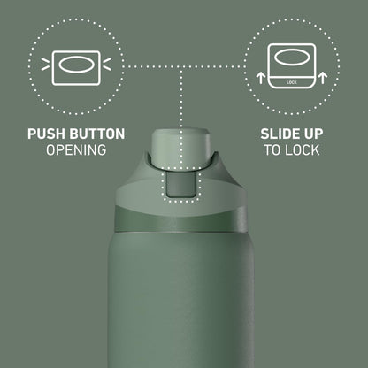 Hydrapeak Oasis 32oz Insulated Water Bottle with Locking Chug Lid & Handle, Leakproof Stainless Steel Travel Tumbler, Great for Gym, Work & Everyday Hydration, Stone 1