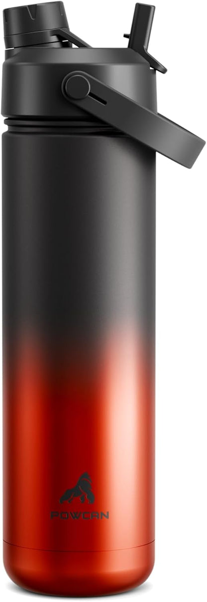 POWCAN 26 oz Insulated Water Bottle with 2-in-1 Straw and Spout Lid, Keep Cold 24H, Leak-Proof, Fits in Car Cup Holder, Stainless Steel Water Bottle for Sports, Travel, and School (Mint)