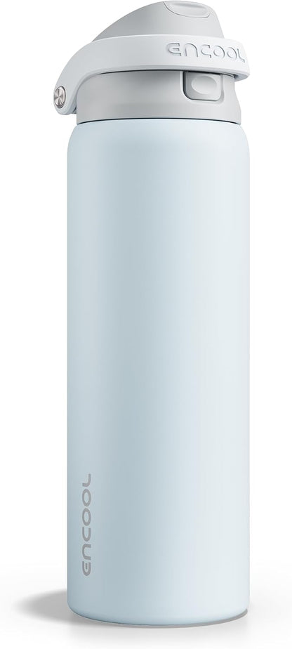 ENCOOL Leakproof Insulated Water Bottle with Straw Dual-Sip Water Bottle Bag-Safe Design for Work, Commute & Gym – Keeps Drinks Cold All Day, 24 oz, Lemonade Pink - Colors A