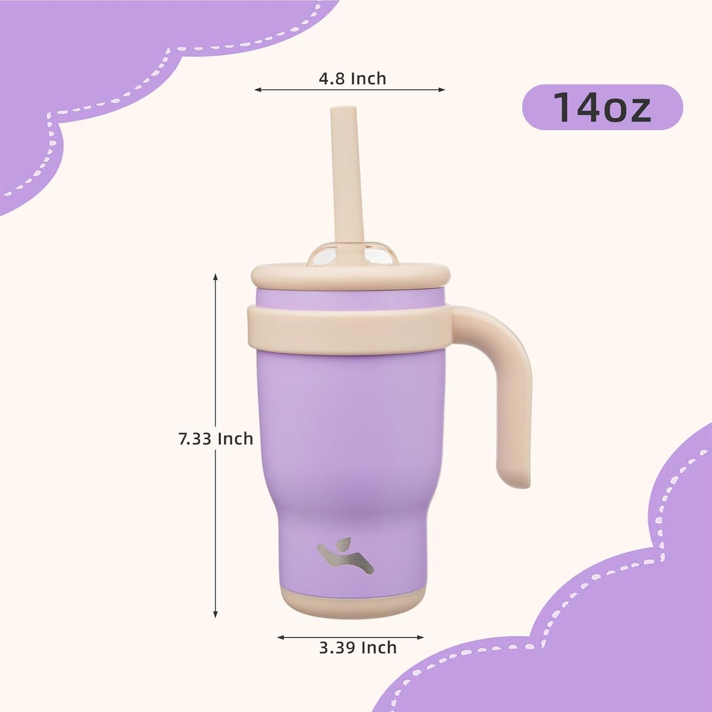 Konokyo 30 oz Tumbler with Side Handle, Insulated Water Bottle with Straw and 2 in 1 Lid, Stainless Steel Cup Travel Coffee Mug for Sports Office Gym,Purple