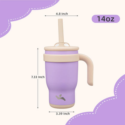 Konokyo 30 oz Tumbler with Side Handle, Insulated Water Bottle with Straw and 2 in 1 Lid, Stainless Steel Cup Travel Coffee Mug for Sports Office Gym,Purple