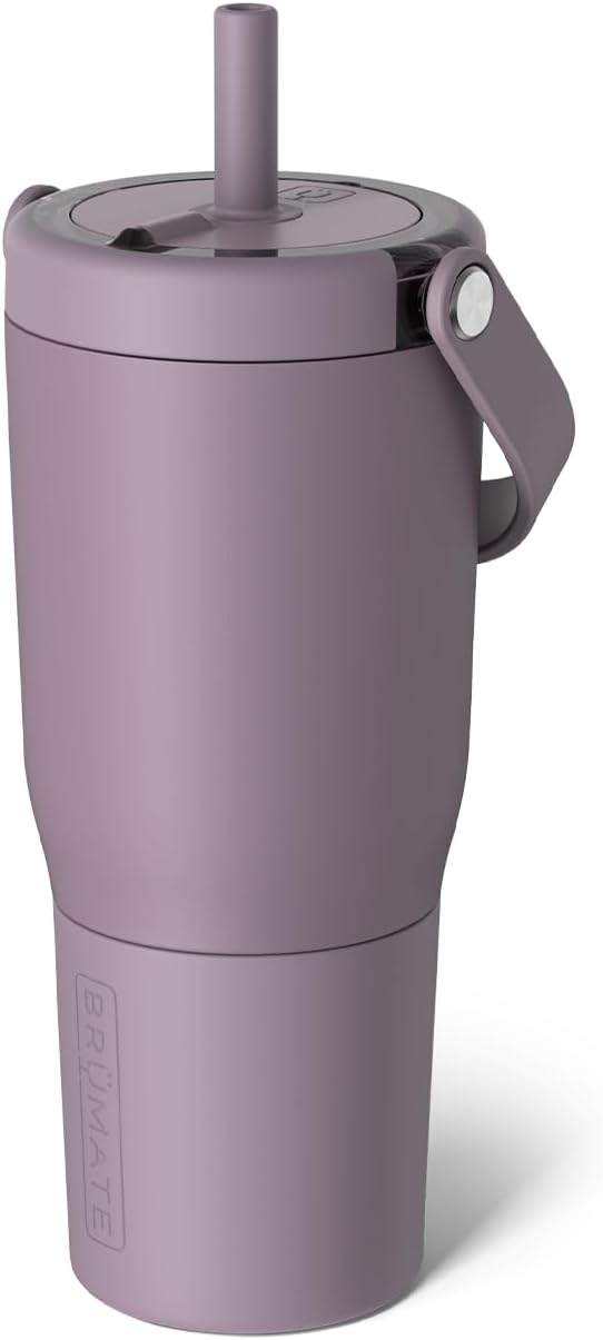 BrüMate Resa 35oz 100% Leakproof Tumbler w/Handle & Straw | Flexible SoftSip Straw | Silicone Sleeve for Durability | Stainless Steel | Cup Holder & Travel Friendly Water Bottle (Java)