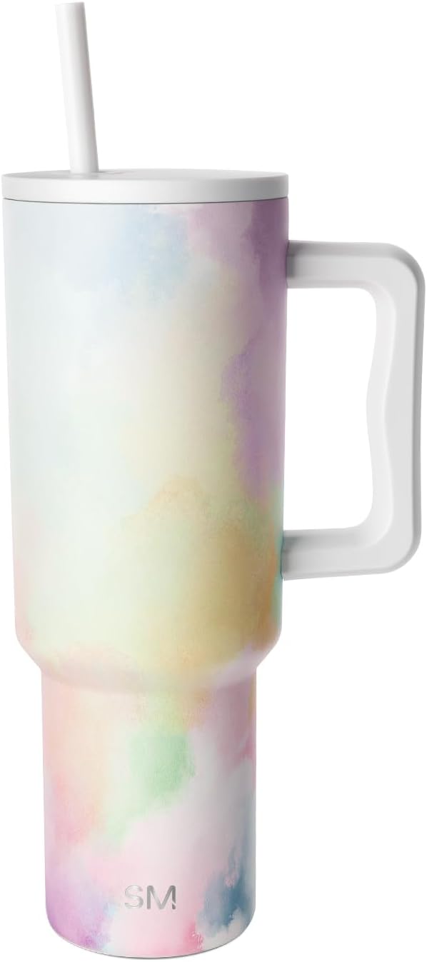 Simple Modern 40 oz Trek Tumbler with Handle and Straw Lid | Cup Holder Friendly Insulated Stainless Steel Travel Mug | Sea Glass Sage - Colors A