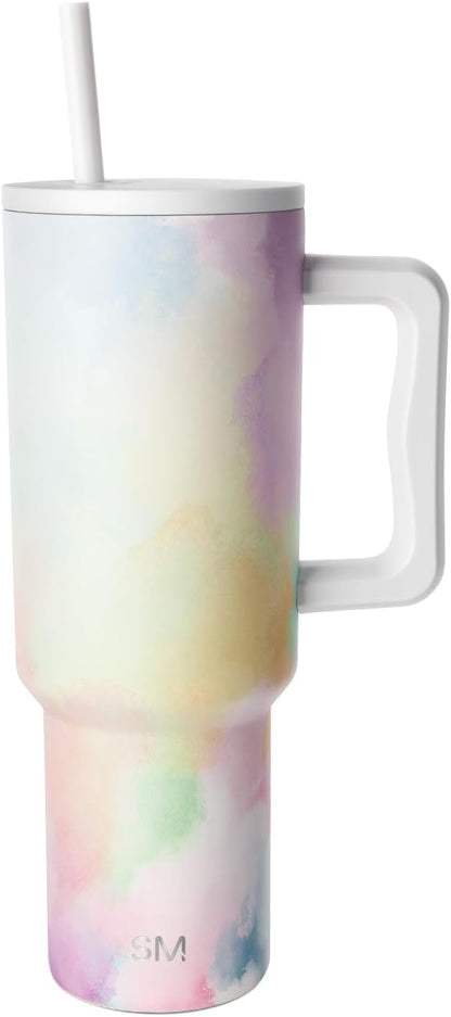 Simple Modern 40 oz Trek Tumbler with Handle and Straw Lid | Cup Holder Friendly Insulated Stainless Steel Travel Mug | Sea Glass Sage - Colors A