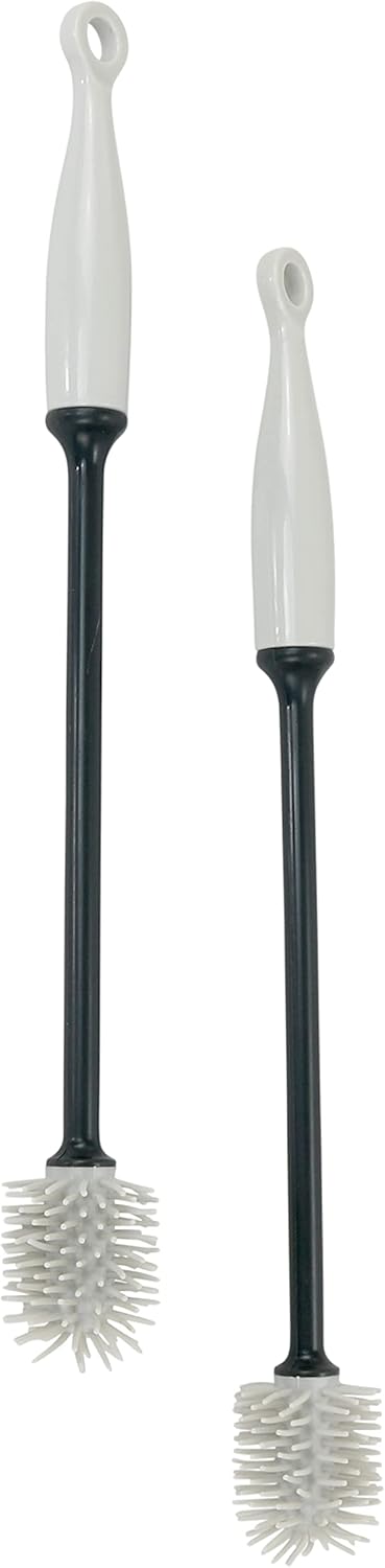 Iconikal 2-Pack Silicone Bottle Brush 12-Inch Gray - Flexible Non-Scratch Cleaner for Water Bottles, Tumblers, Shakers
