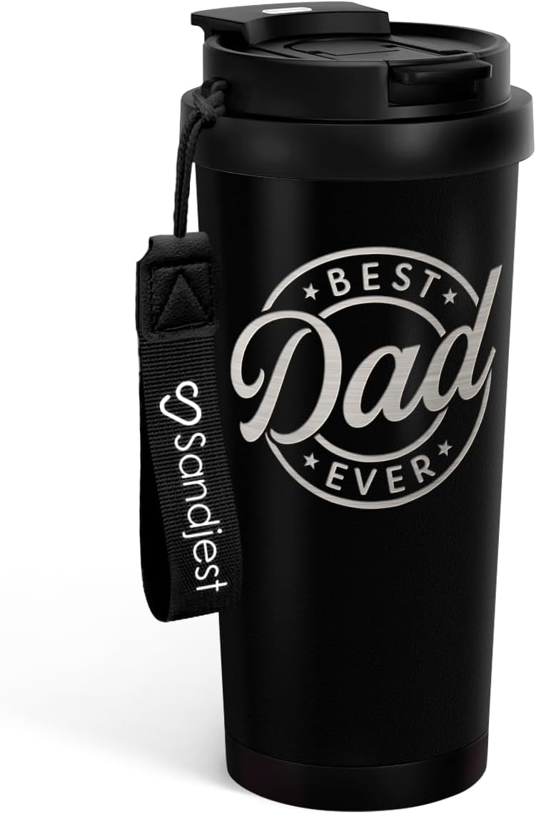 SANDJEST American Flag Tumbler - Stainless Steel 2-in-1 Lid Coffee Tumbler 18 oz, Patriotic Insulated Travel Mug Gift for Men Husband Dad, Birthday Christmas