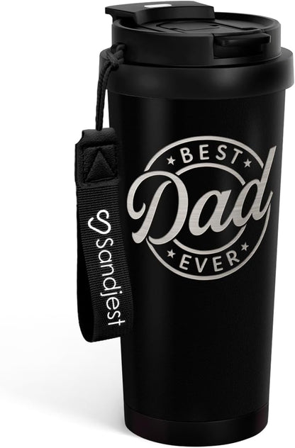 SANDJEST American Flag Tumbler - Stainless Steel 2-in-1 Lid Coffee Tumbler 18 oz, Patriotic Insulated Travel Mug Gift for Men Husband Dad, Birthday Christmas