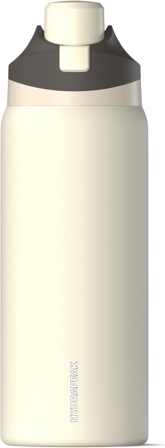 Hydrapeak Oasis 32oz Insulated Water Bottle with Locking Chug Lid & Handle, Leakproof Stainless Steel Travel Tumbler, Great for Gym, Work & Everyday Hydration, Stone 1
