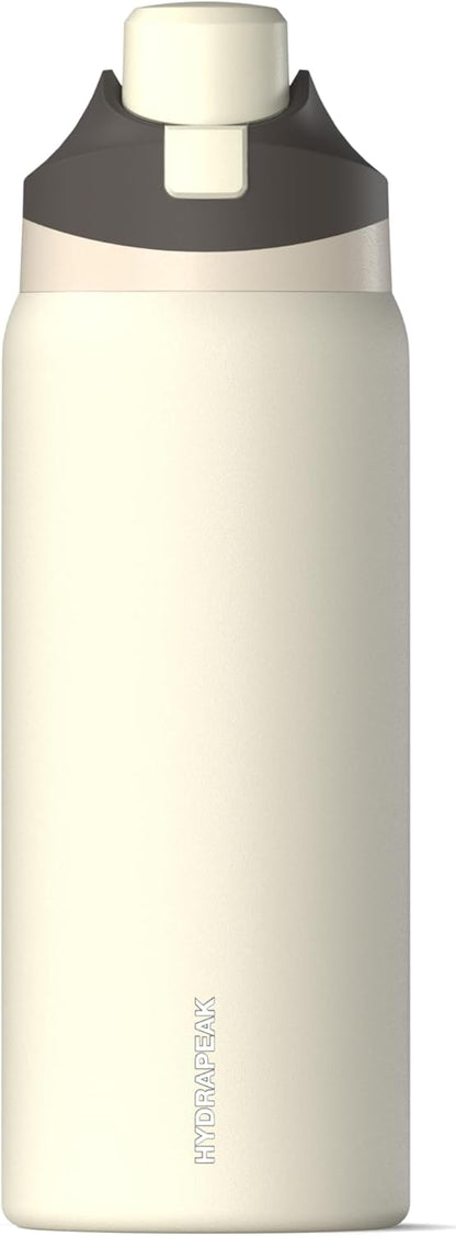 Hydrapeak Oasis 32oz Insulated Water Bottle with Locking Chug Lid & Handle, Leakproof Stainless Steel Travel Tumbler, Great for Gym, Work & Everyday Hydration, Stone 1