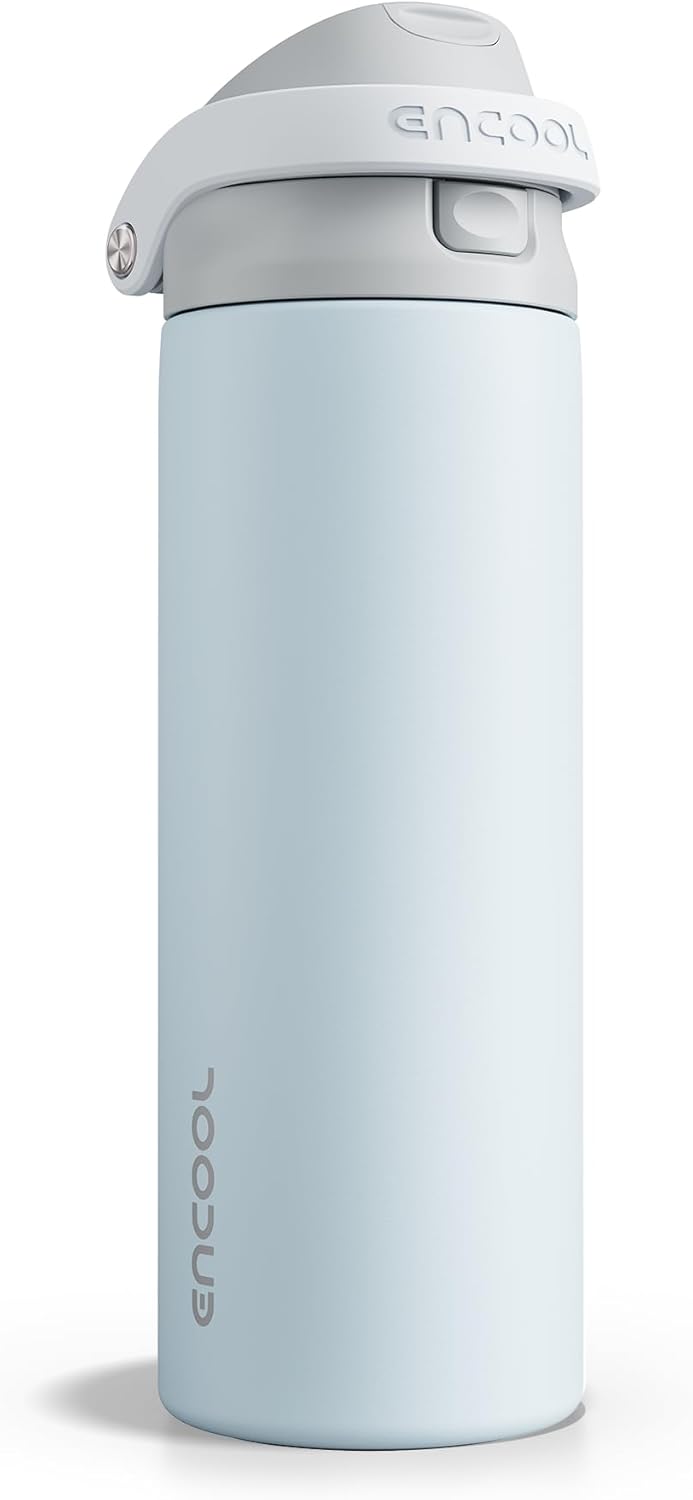 ENCOOL Leakproof Insulated Water Bottle with Straw Dual-Sip Water Bottle Bag-Safe Design for Work, Commute & Gym – Keeps Drinks Cold All Day, 24 oz, Lemonade Pink - Colors A