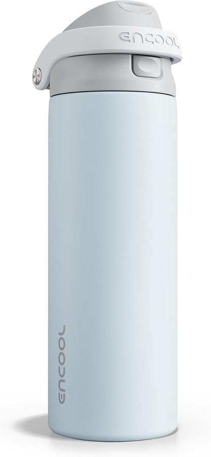 ENCOOL Leakproof Insulated Water Bottle with Straw Dual-Sip Water Bottle Bag-Safe Design for Work, Commute & Gym – Keeps Drinks Cold All Day, 24 oz, Lemonade Pink - Colors A