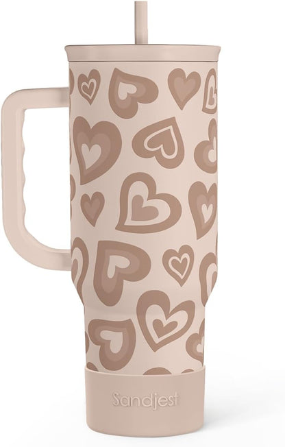 SANDJEST Pickleball 40oz Tumbler With Handle and Straw, Pickleball Queen Insulated Stainless Steel Travel Coffee Mug for Women Girls Players, Gift Idea for Birthday Christmas Mothers Day