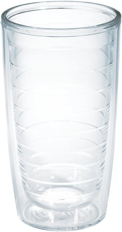 Tervis Clear & Colorful Tabletop Made in USA Double Walled Insulated Tumbler Travel Cup Keeps Drinks Cold & Hot, 16oz Mug, Clear