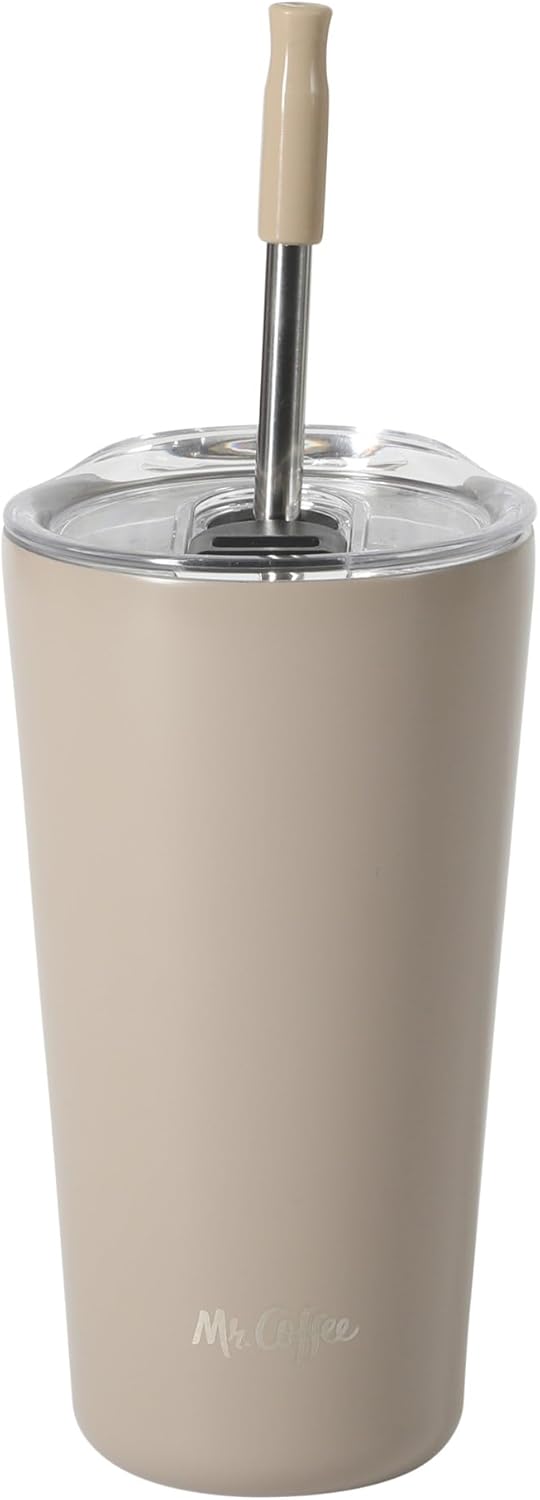 Mr. Coffee Java Quest 16 oz Double Wall Stainless Steel Tumbler with Lid & Reusable Straw, Insulated Thermal Drink Cup for Hot & Cold Beverages, Teal