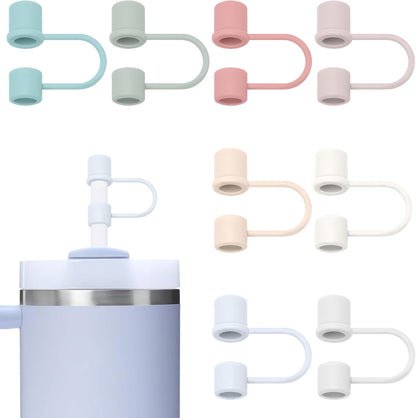 6PCS Silicone Straw Covers Cap Compatible with Stanley Cup 30&40oz Tumbler with Handle 10mm Straw Toppers，Straw Tips Lids Dust-Proof Reusable for Stanley Cup Accessories (White)