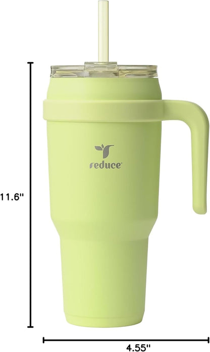 REDUCE 24 oz Stainless Steel Tumbler with Handle - Dual-Wall Vacuum Insulated Travel Mug, Sweat-Proof Lid & Reusable Straw - Keeps Drinks Cold for 24 Hrs, Fits Cupholders, Dishwasher Safe - Lilac Bud