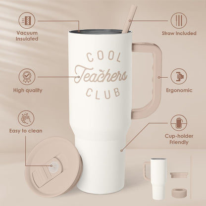 Floral Tumbler with Handle 40oz, Stainless Steel Insulated Tumblers Coffee Travel Mug Cup with Straw, Flower Coffee Cup Gifts for Women Girls, Gift for Her on Christmas Birthday Mothers Day