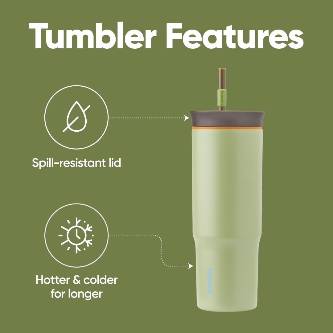 Owala Stainless Steel Triple Layer Insulated Travel Tumbler with Spill Resistant Lid and Straw, BPA Free, 24 oz, Grey/Blue (The Great Blue)