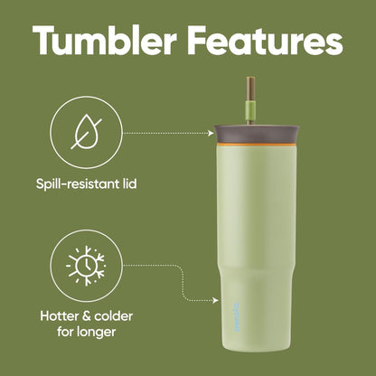 Owala Stainless Steel Triple Layer Insulated Travel Tumbler with Spill Resistant Lid and Straw, BPA Free, 24 oz, Grey/Blue (The Great Blue)