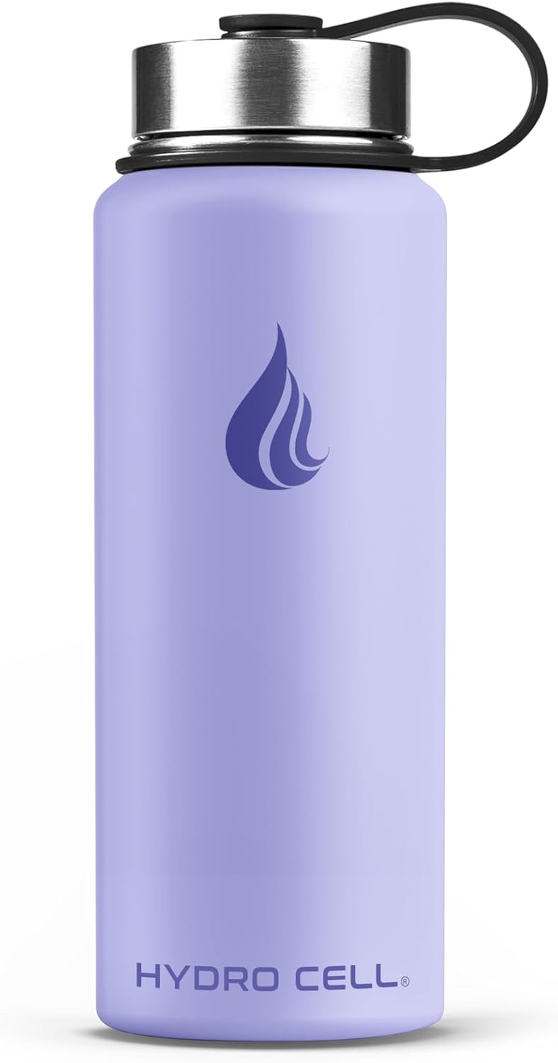 HYDRO CELL Stainless Steel Insulated Water Bottle with Straw - For Cold & Hot Drinks - Metal Vacuum Flask with Screw Cap and Modern Leakproof Sport Thermos for Adults (Neon 18oz)