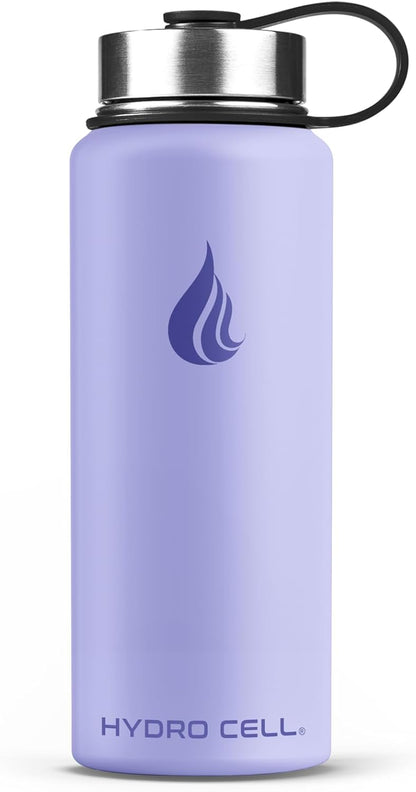 HYDRO CELL Stainless Steel Insulated Water Bottle with Straw - For Cold & Hot Drinks - Metal Vacuum Flask with Screw Cap and Modern Leakproof Sport Thermos for Adults (Neon 18oz)