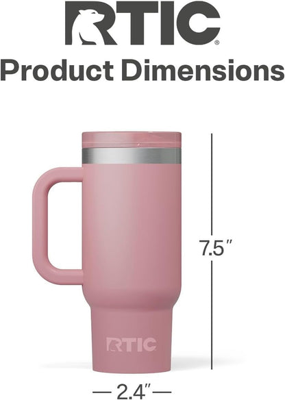 RTIC Little Road Trip Tumbler 16oz for Kids with Straw Lid and Handle, Ceramic Lined, Insulated Stainless Steel Travel Water Mug Cup, Leak-Proof, RTIC Ice Glitter
