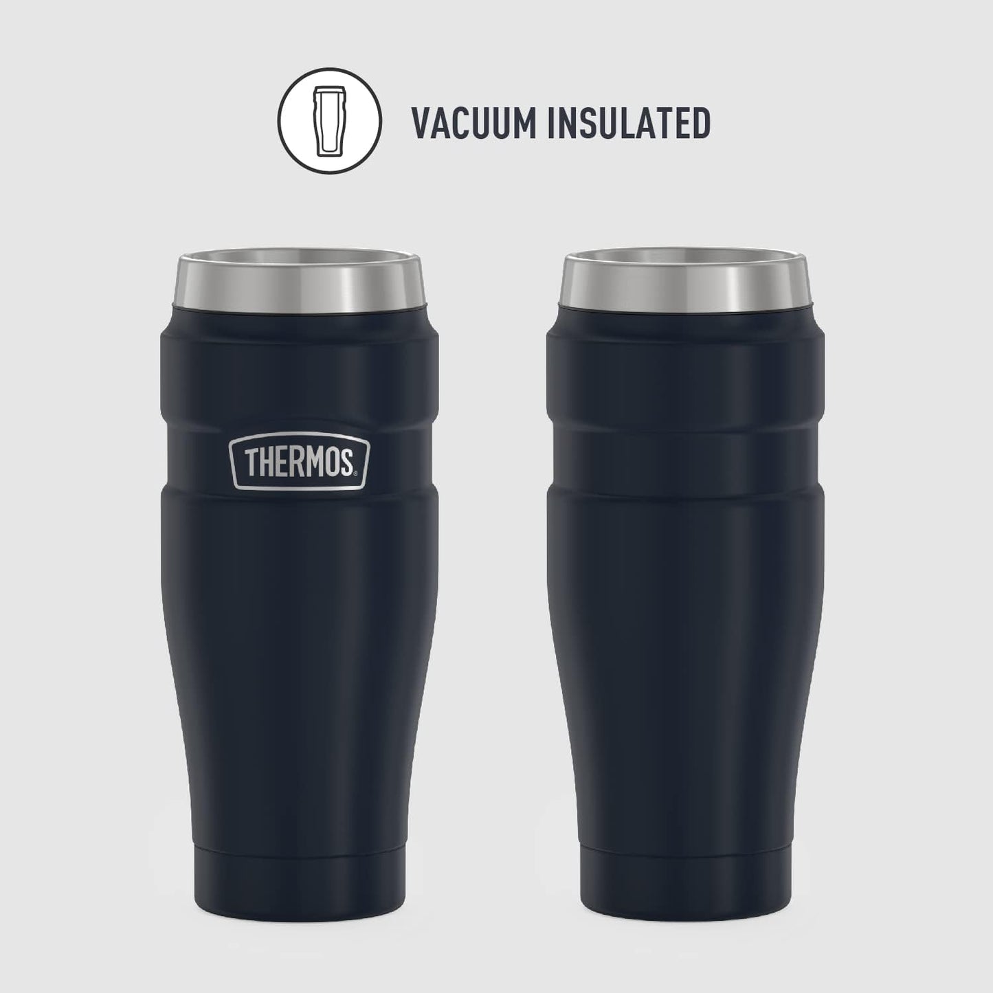 THERMOS Stainless King Vacuum-Insulated Stainless Steel Tumbler - 16oz, Midnight Blue - Insulated Coffee Tumbler for Hot & Cold Drinks - Leak-Proof & Sweat-Proof for Commuting & Traveling