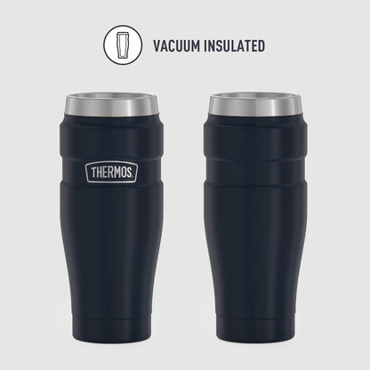 THERMOS Stainless King Vacuum-Insulated Stainless Steel Tumbler - 16oz, Midnight Blue - Insulated Coffee Tumbler for Hot & Cold Drinks - Leak-Proof & Sweat-Proof for Commuting & Traveling