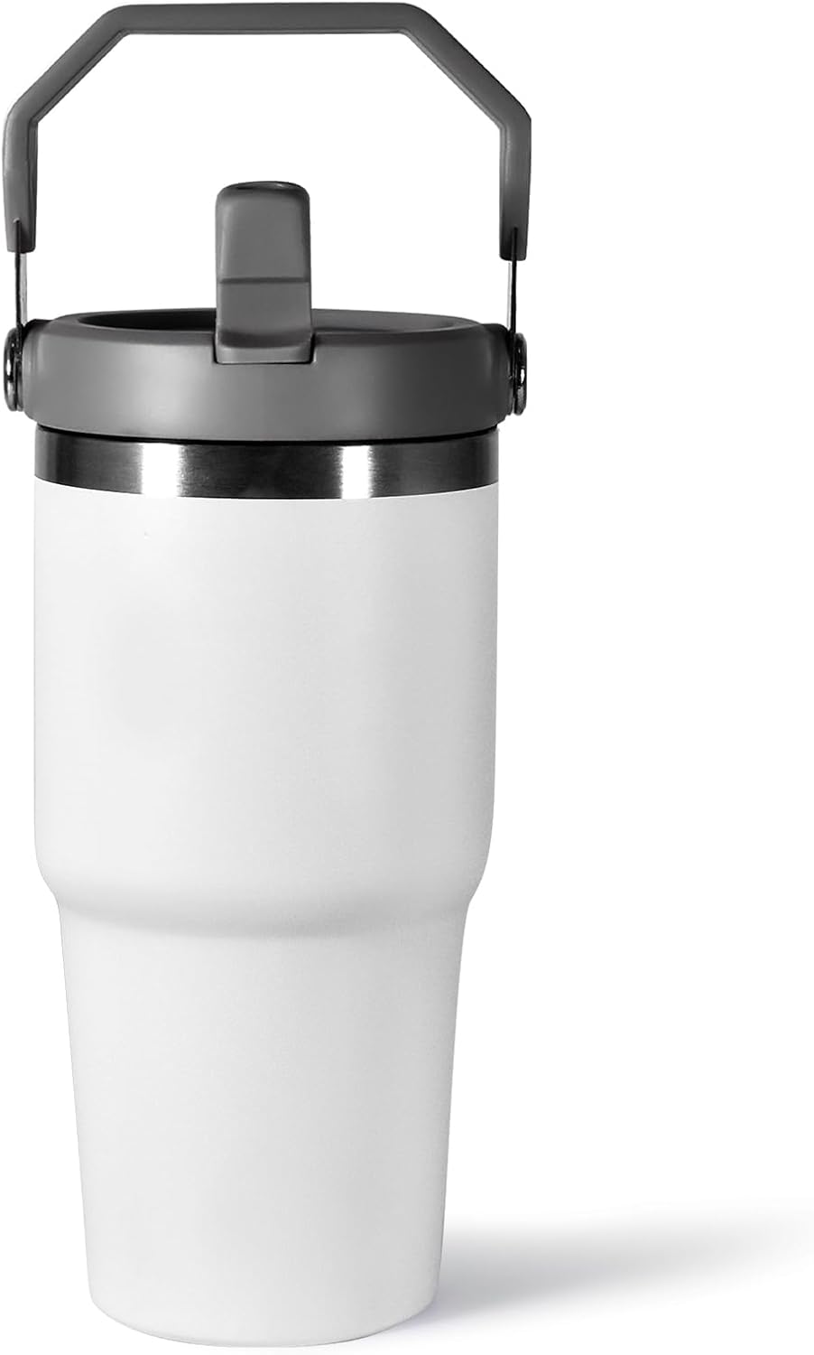 30 oz Tumbler with Handle and Straw Lid, Double Walled Vacuum Insulated Water Bottle Leakproof Tumbler Travel Coffee Mug Thermal Cup, Cupholder Friendly for Office, Home, Sport, Pink