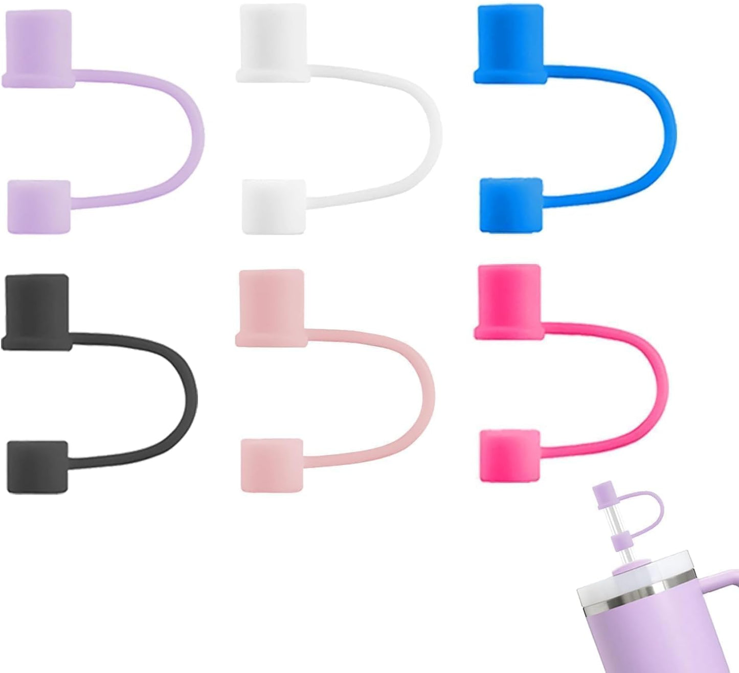 6|12 Pack 0.4in/10mm Straw Toppers, for Stanley Straw Covers Cap for Tumblers for Stanley 14|20|30|40|64 Oz Cup, Silicone Dust-Proof Caps（ Cup is Not Included）, 6 Pack