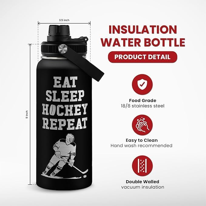 SANDJEST Gym Insulated Engraved Stainless Steel Water Bottle 32oz, Vacuum Chug Lid Travel Tumbler For Men Friends Dad Gymer Trainer, Gym Mode on, Birthday Christmas Father's Day