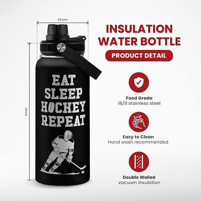 SANDJEST Gym Insulated Engraved Stainless Steel Water Bottle 32oz, Vacuum Chug Lid Travel Tumbler For Men Friends Dad Gymer Trainer, Gym Mode on, Birthday Christmas Father's Day