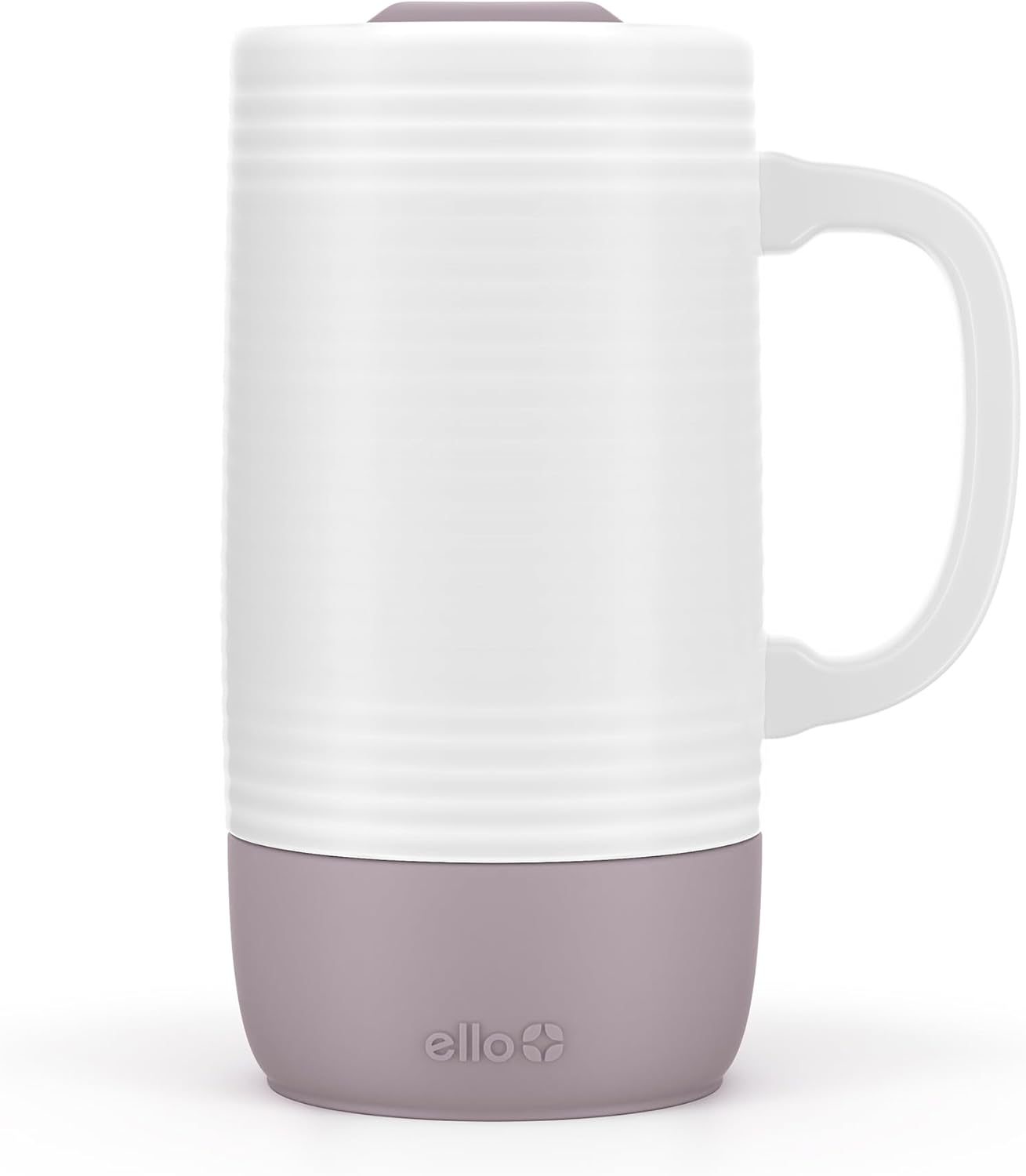 Ello Jane 18oz Ceramic Travel Mug with Handle, Splash-Resistant Slider Lid and Built-in Coaster, Perfect for Coffee and Tea, BPA Free, Dishwasher Safe, Gift for Him Her Mother's Day Birthday, Sandbar
